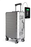 TOKYOTO Aluminium Trolley Handgepäck-Koffer mit 4 Rollen 55x35x20 / Hartschalenkoffer, Suitcase,...