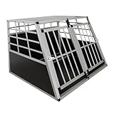 Juskys Alu Hundetransportbox XL - 96x91x70 cm - Auto Hundebox robust & pflegeleicht - 2 Gittertüren...