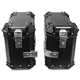 Motorrad Satteltaschenbox, Schwarz/Silber Aluminium Motorrad Seitenkoffer, 38L Motorradkoffer...