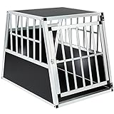 tectake Alu Hundebox trapezförmig, Aluminium Hundetransportbox mit schräger Rückwand, leicht und...