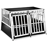 tectake Alu Hundebox trapezförmig, Aluminium Hundetransportbox mit schräger Rückwand, leicht und...